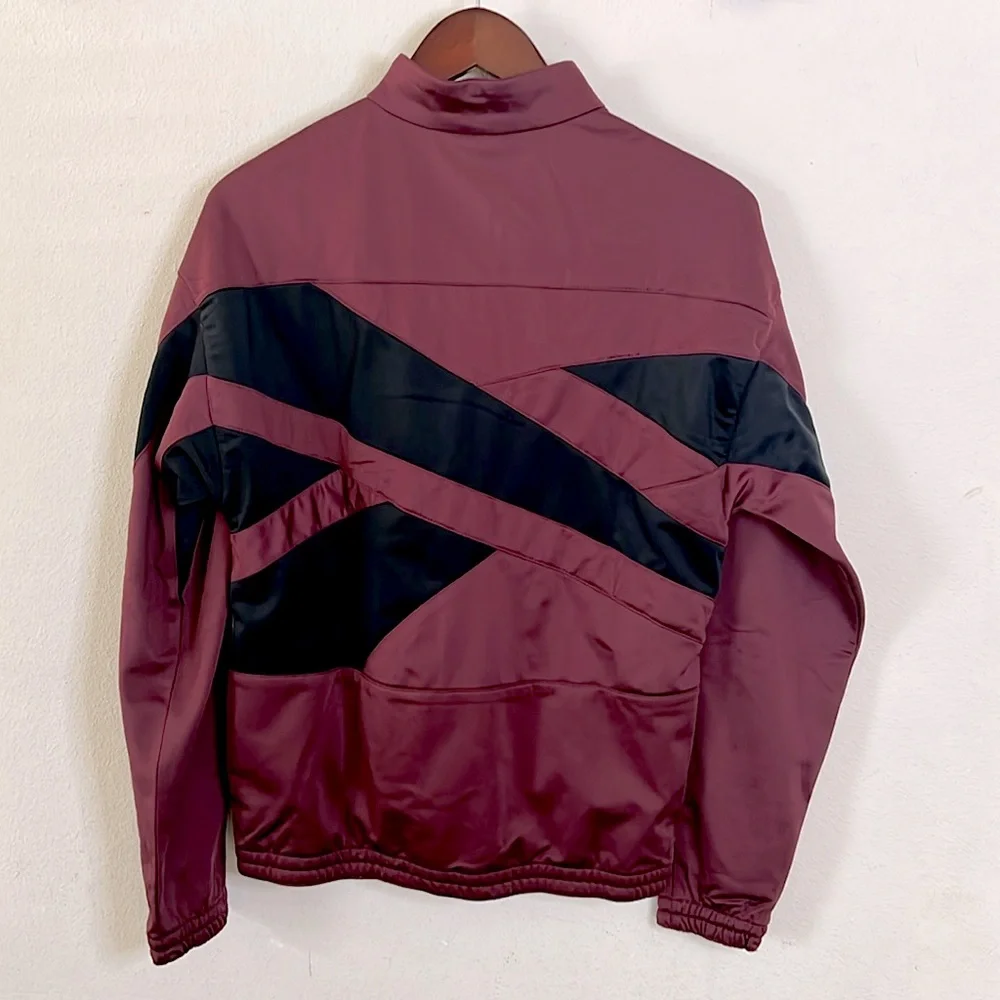 Reebok Track Top Jacket Maroon Black Mens Size Small Gym Running - Picture 2 of 15